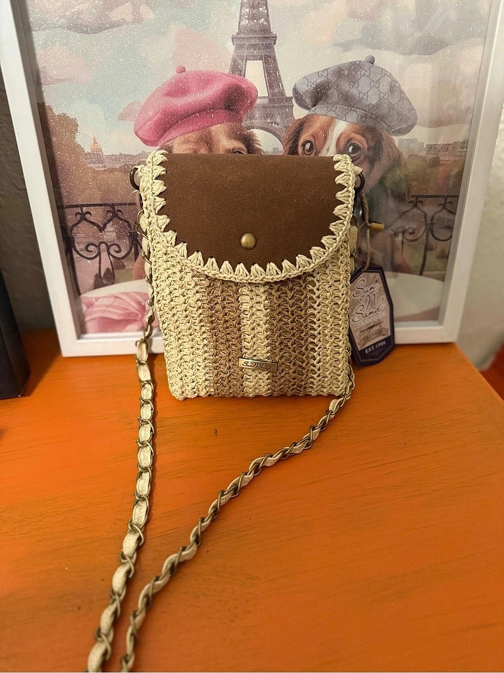 Sun 'n Sand  Leaf Willow Crocheted Straw Crossbody Bag NWT